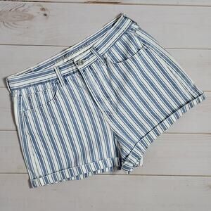 American Eagle Blue & White Vertical Striped Mom Shorts, size 8